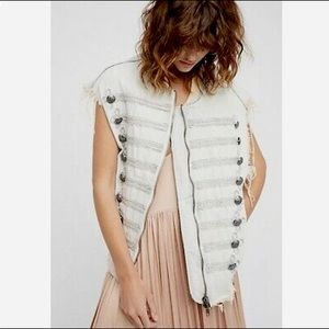 FREE PEOPLE OVERSIZED ACID WASH MILITARY VEST - SIZE XSMALL / SMALL